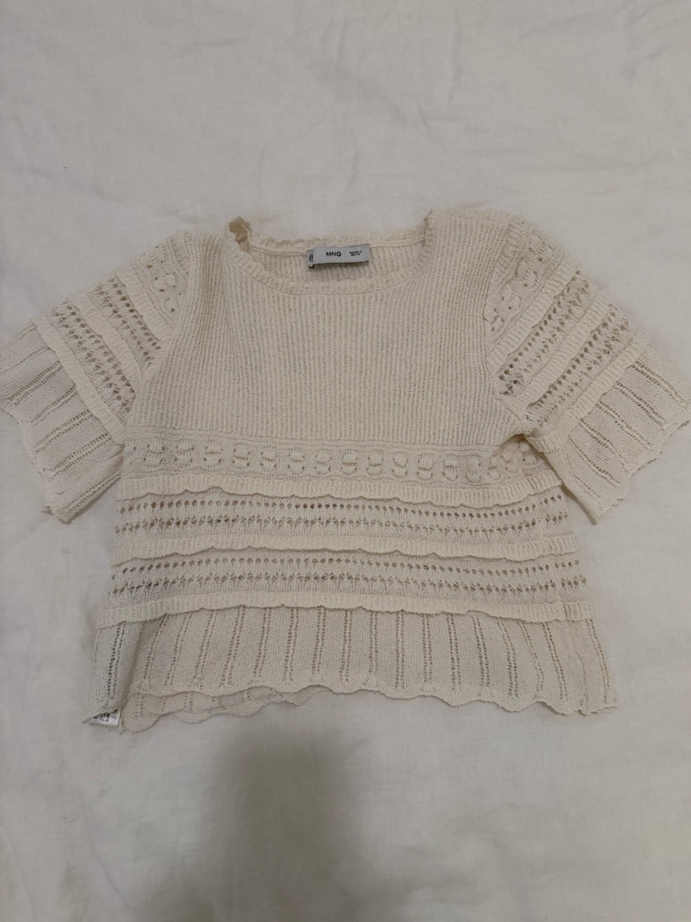 Mango knit crop short sleeve sweater